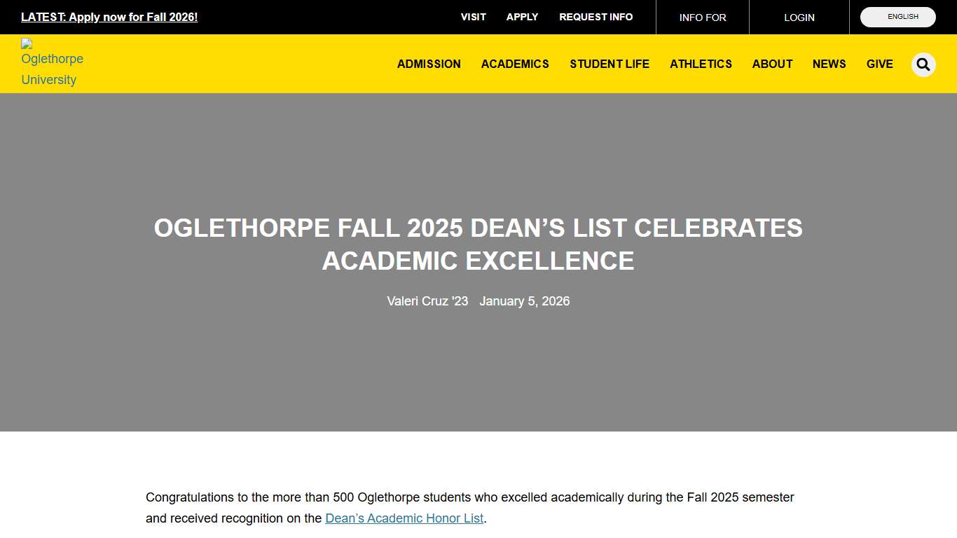 Oglethorpe Fall 2025 Dean's List celebrates academic excellence - Oglethorpe University